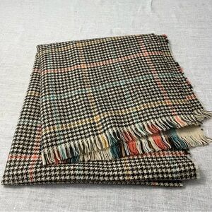 Reversible plaid check scarf - brown pink white